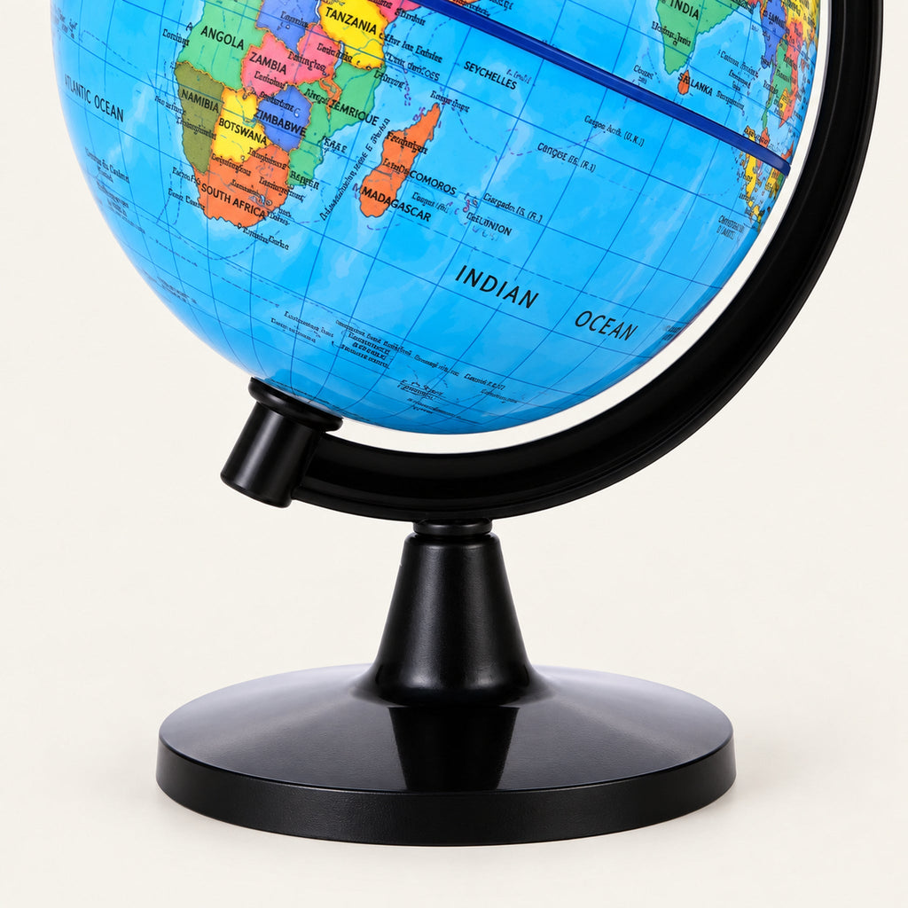 Globe Terrestre Anglais Éducatif Rotatif 360° — détail du socle et du support