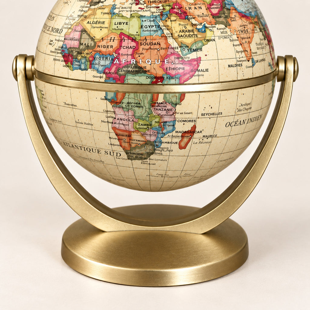 Mini Globe Terrestre Rétro — détail du socle et du support