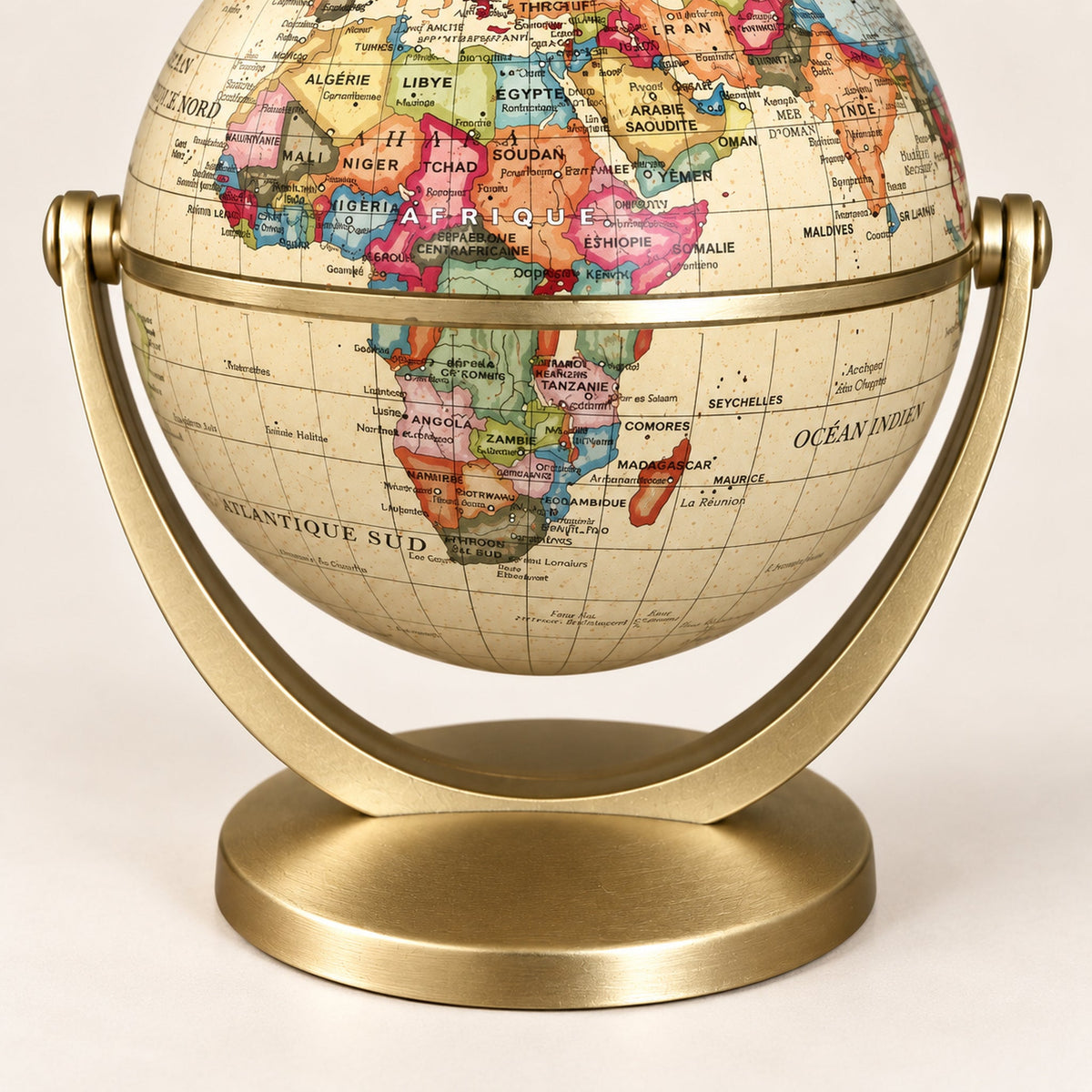 Mini Globe Terrestre Rétro — détail du socle et du support