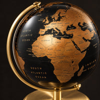 Globe Terrestre Petit De Table Noir Et Bronze — détail de la cartographie